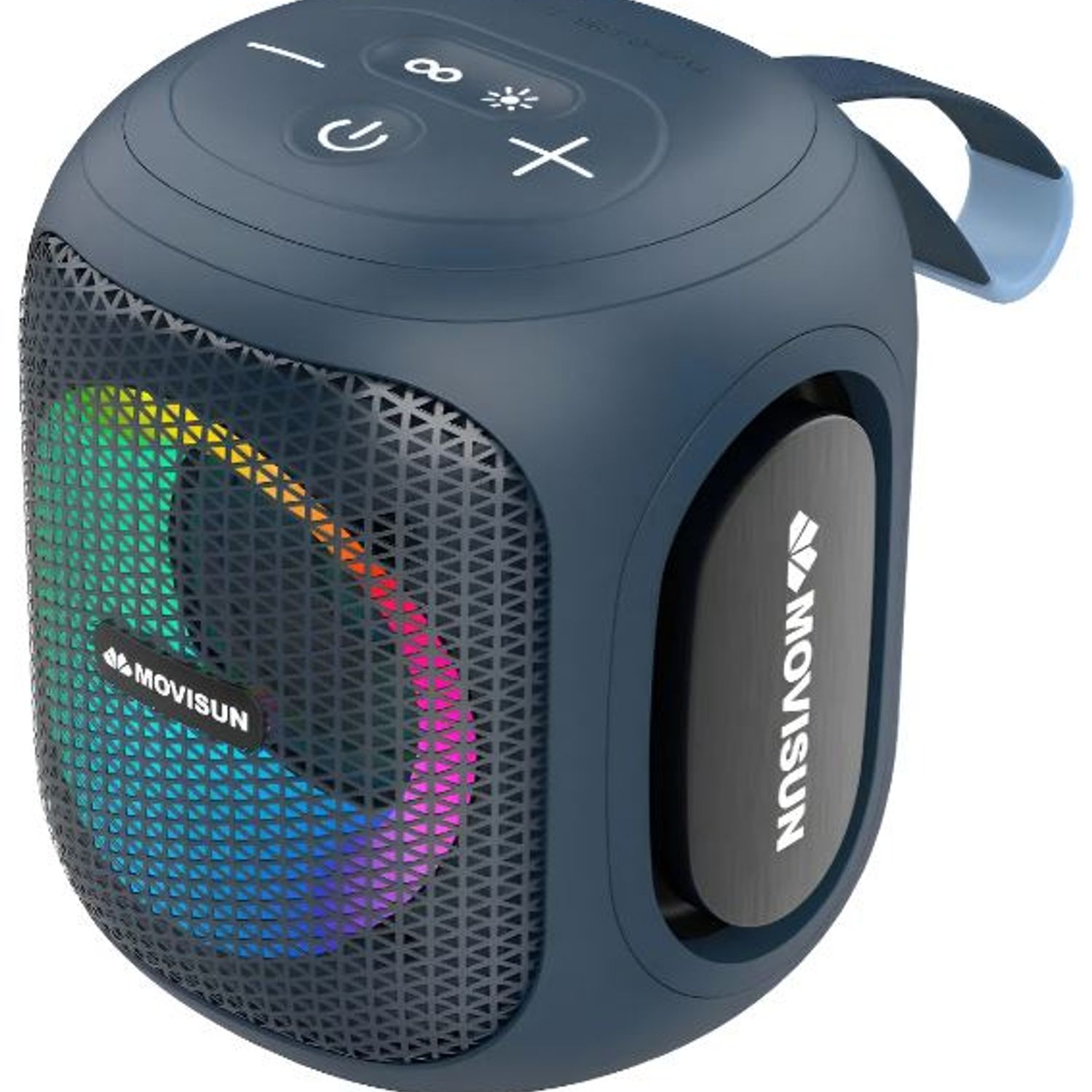 Experimenta sonido potente y envolvente con el Parlante Bluetooth Movisun Cannon. Graves marcados, volumen alto y autonomía para fiestas, reuniones y exteriores.